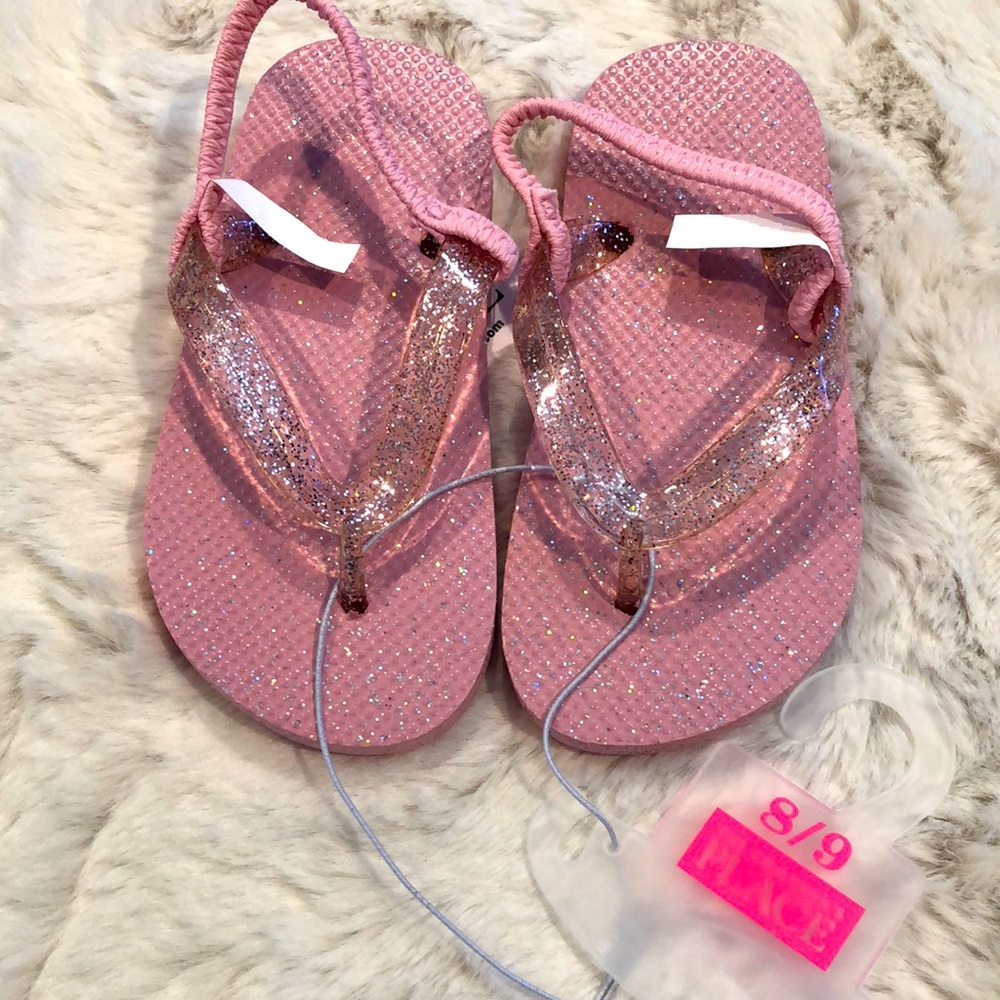 New! Little girls pink w/sparkles sandals size 8/9